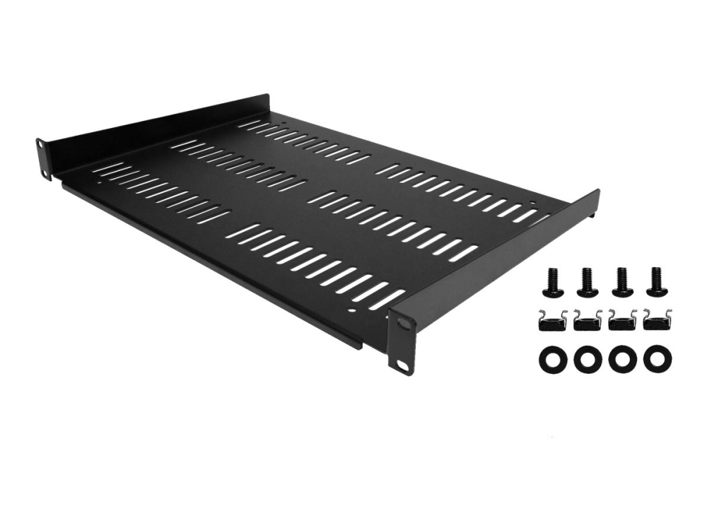 Startech 1U Vented Server Rack Cabinet Shelf, 12In Deep Fixed Cantilever Tray, Rackmount Shelf For 19" Av/Data/Network Equipment Enclosure W/ Cage Nu