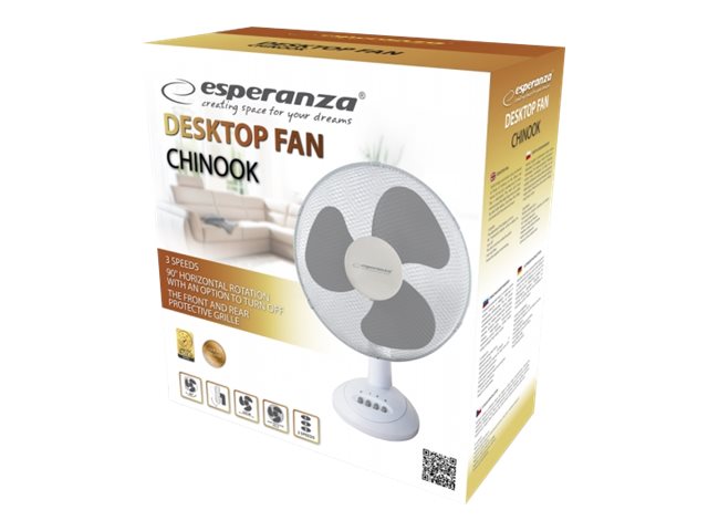 Esperanza CHINOOK - Kylskåpsfläkt - på bord - 30 cm - vit/grå | Ventilation & Klimat - Ventilation - Fläktar | GameStuff