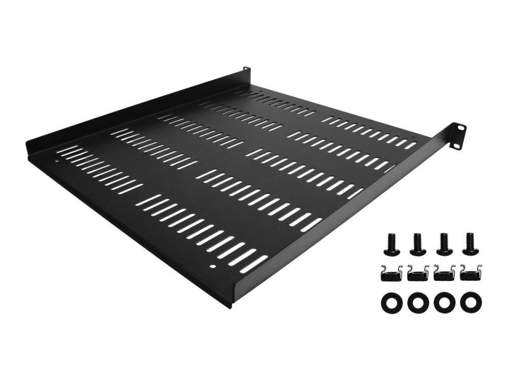 Startech 1U Vented Server Rack Cabinet Shelf, 20In Deep Fixed Cantilever Tray, Rackmount Shelf For 19" Av/Data/Network Equipment Enclosure W/ Cage Nu