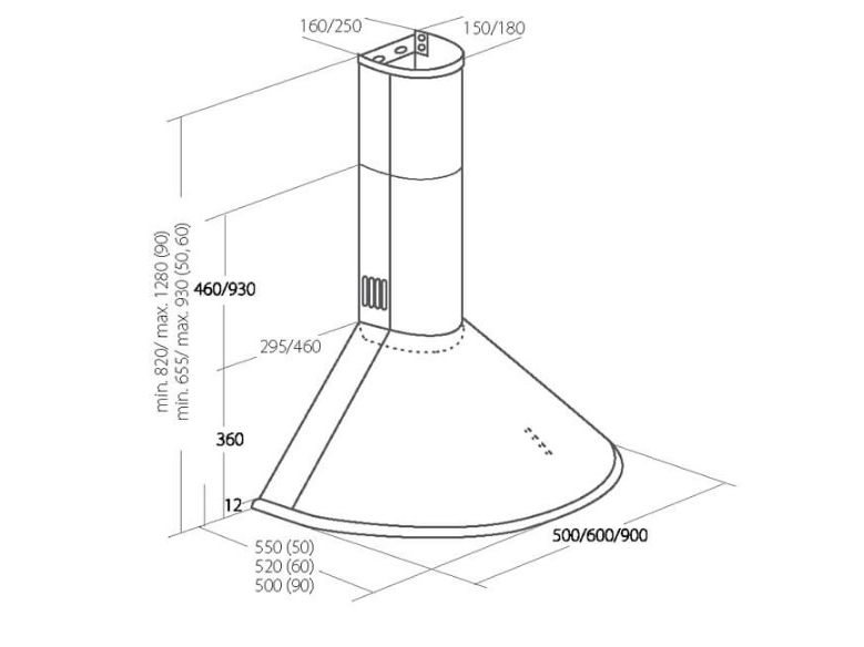 Akpo WK-4 Dandys GOLD 50 cm 450 m3/h, musta, savupiipun suojus