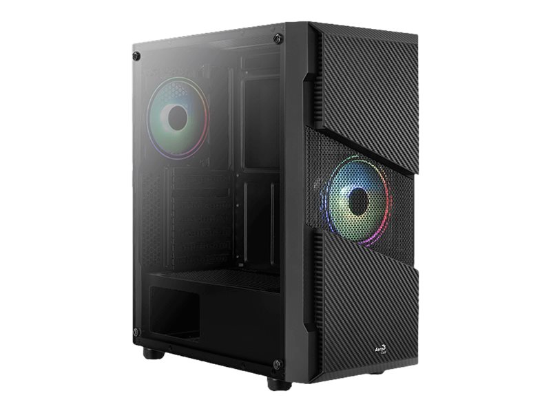 Aerocool Menace Saturn Rgb - Tempered Glass Edition - Mid-Tower - Atx - Seitenteil Mit Sichtfenster (Hærdet Glas) - Ingen Strømforsyning (Atx) - Sort