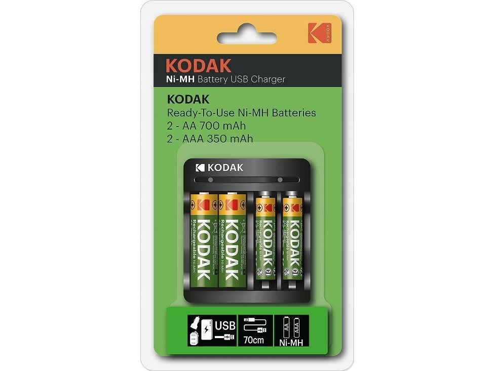 Kodak Ladegerät: Usb Kodak + 2X Aa 750Mah + 2X Aaa 300Mah