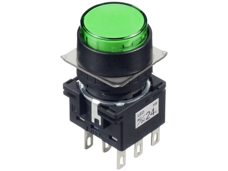 Idec Lb1l-A1t64g Leuchtdrucktaster 250 V, 125 V, 30 V 5 A 2 X Off/(On) Klick Grün (Ø) 22 Mm Ip65 1 Stk