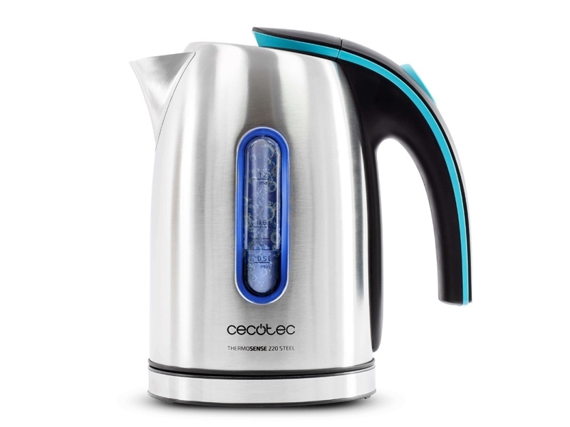 Cecotec Thermosense 220 Steel, 1,2 L, 1630 W, Rustfrit Stål, Rustfrit Stål, Vandmåler, Overophedningsbeskyttelse