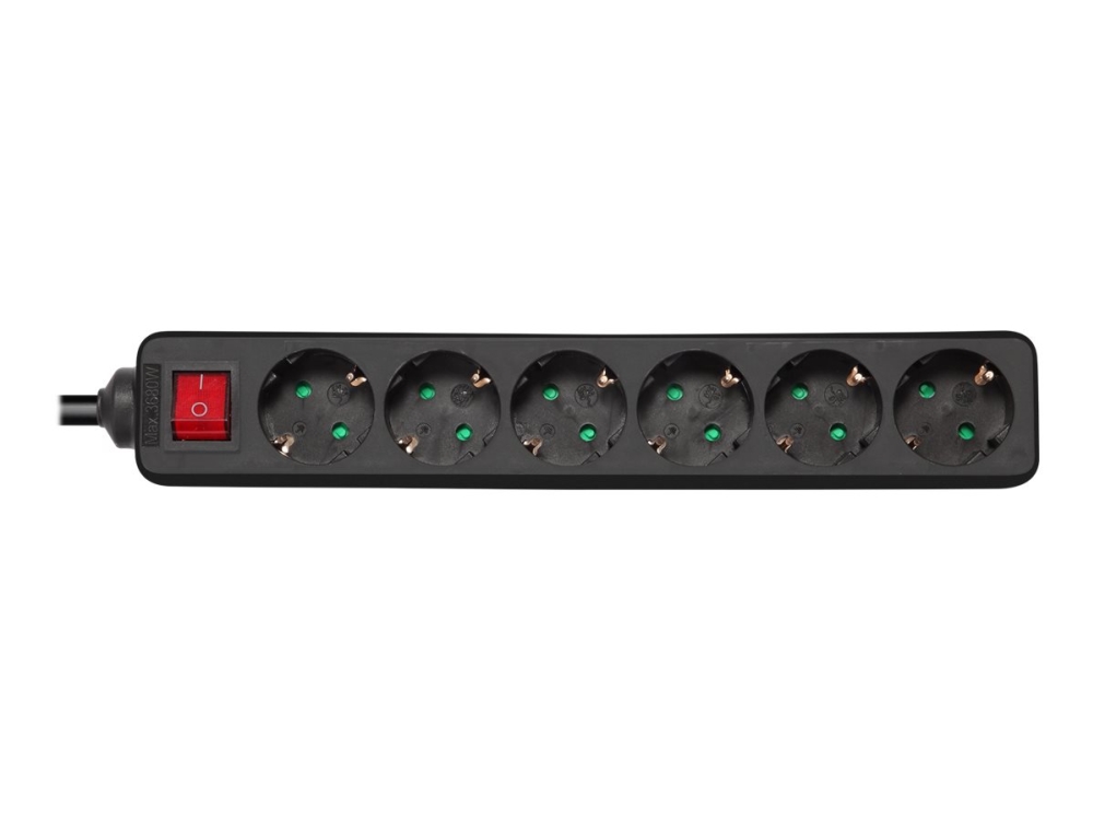 Deltaco Gt-0662 - Stikdåse - Ac 250 V - 3680 Watt - Input: Power Cee 7/7 - Output-Stikforbindelser: 6 (6 X Strøm Cee 7/3) - 5 M Ledning - Hvid