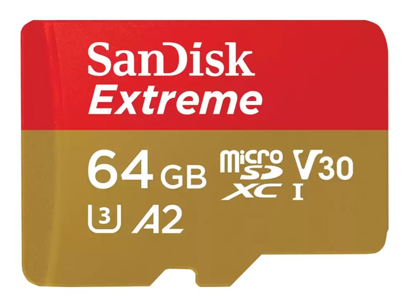 Sandisk Extreme - Flash-Speicherkarte (Microsdxc-Zu-Sd-Adapter Enthalten) - 64 Gb - A2 / Video Klasse V30 / Uhs-I U3 / Klasse10 - Microsdxc Uhs-I