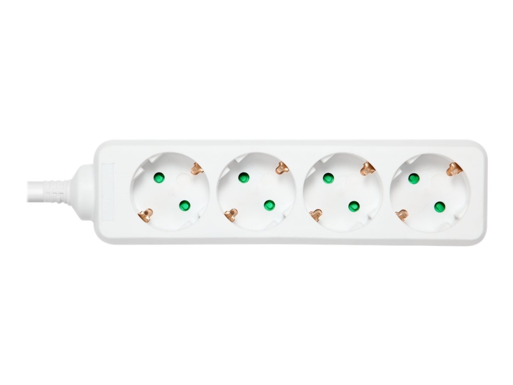 DELTACO GT-0400 - Stikdåse - AC 250 V - 3680 Watt - input: power CEE 7/7 - output-stikforbindelser: 4 (4 x CEE 7/3) - 1.5 m ledning - hvid
