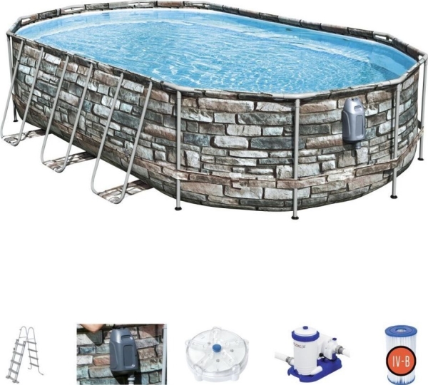 Bestway Power Steel 56719, 20241 L, Indrammet Pool, Barn, Stige, Flerfarvet, 89,9 Kg