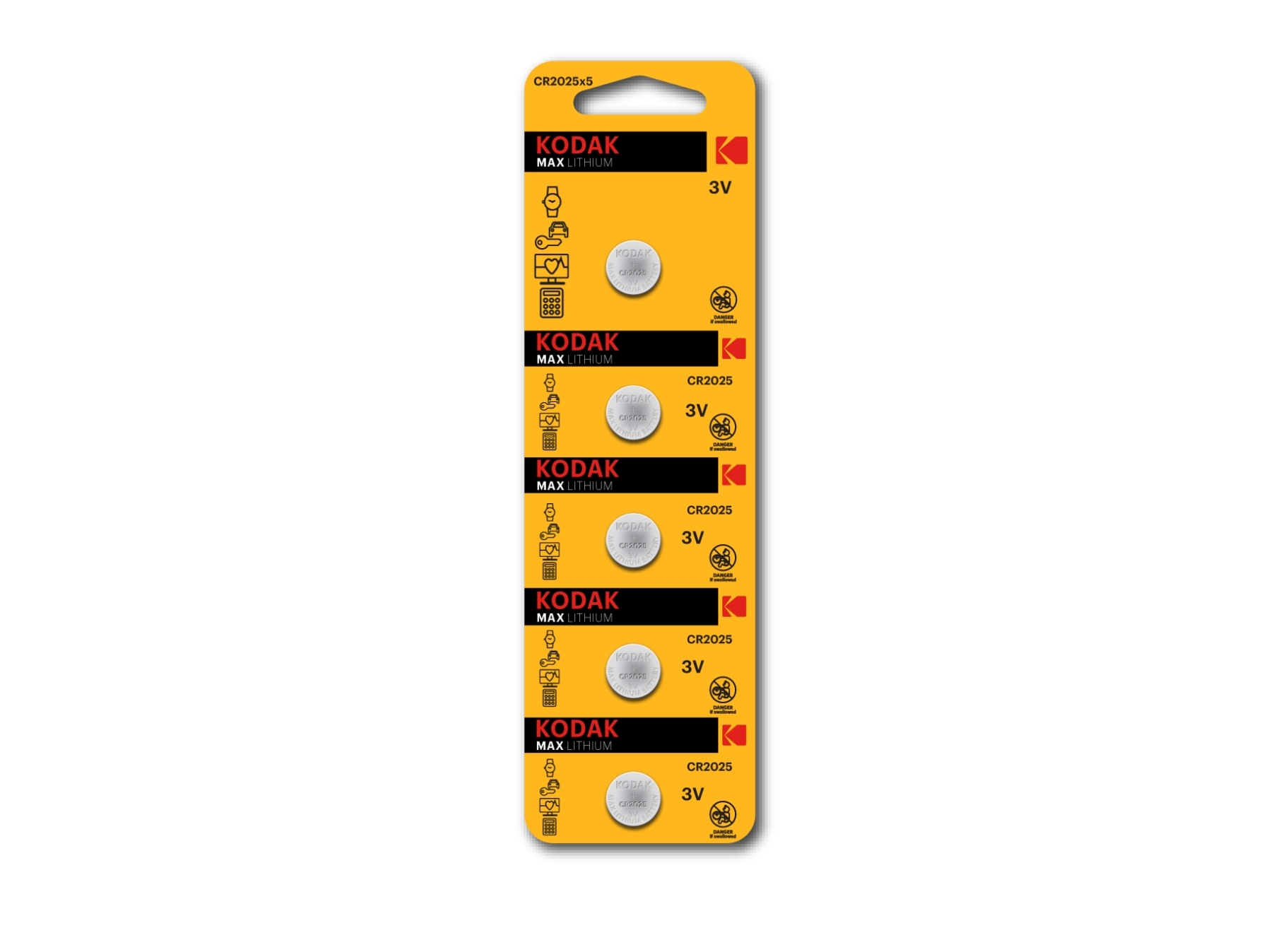 Kodak Cr2025, Engangsbatteri, Cr2025, Lithium-Mangandioxid (Limno2), 3 V, 5 Stk, 140 Mah