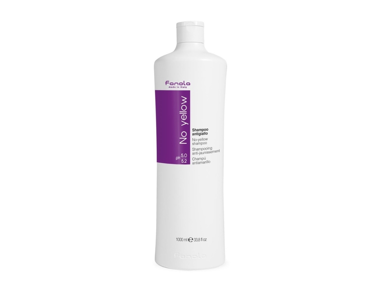 Fanola No Yellow, 1000 ml, Sjampo, Unisex, Bleket hår, Blondt hår, Grått hår, Blond, Anti-gulning, Shine (lys)
