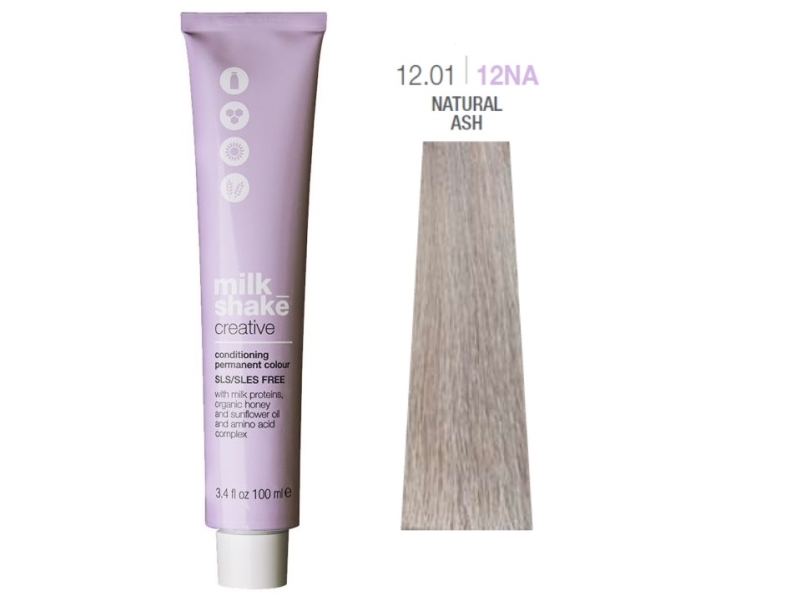 Milk Shake, Creative, SLS/SLES-Free, Permanent Hair Dye, 12.0112NA Natural Ash, 100 ml