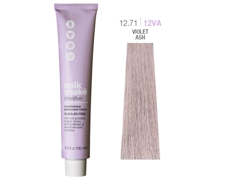 Milk Shake, Creative, SLS/SLES-Free, Permanent Hair Dye, 12.7112VA Violet Ash, 100 ml