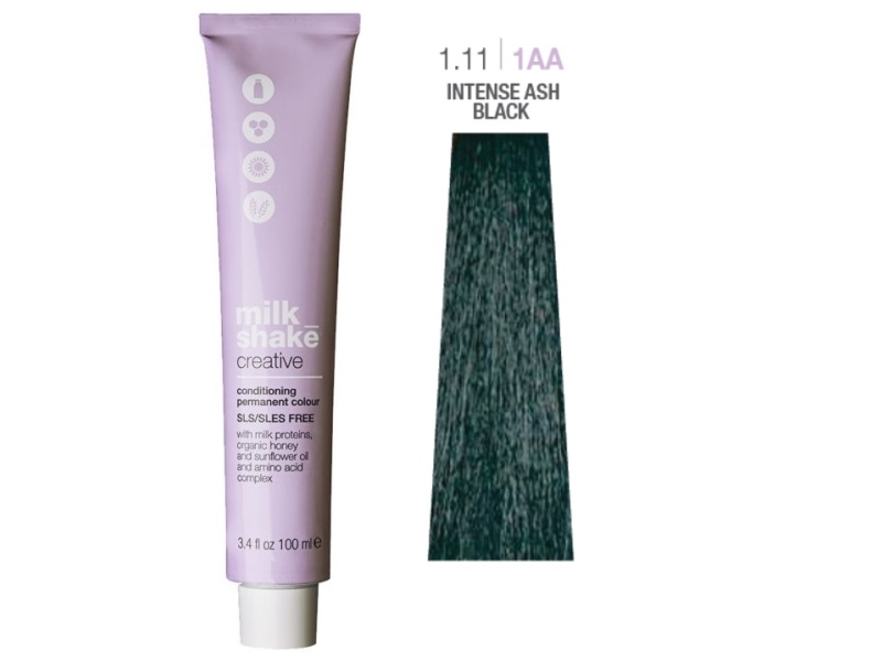 Milk Shake permanent hårfärg Creative SLS/SLES-Free 1.111AA Intense Ash Black 100 ml | Hårvård - Hårfärg | GameStuff