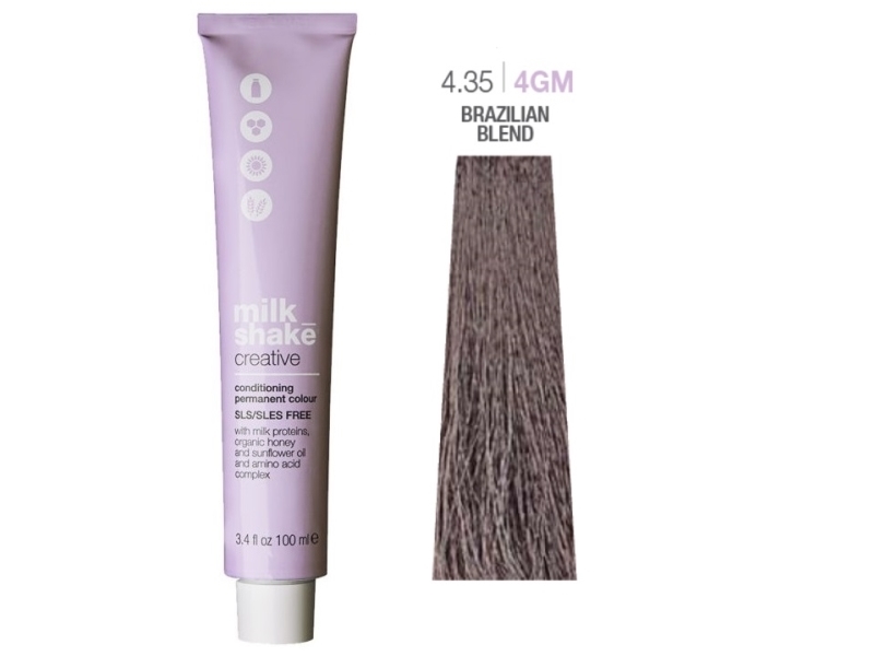 Milk Shake Creative SLES-fri permanent hårfarve 4.35/4GM Golden Mahogany Medium Brown, 100 ml