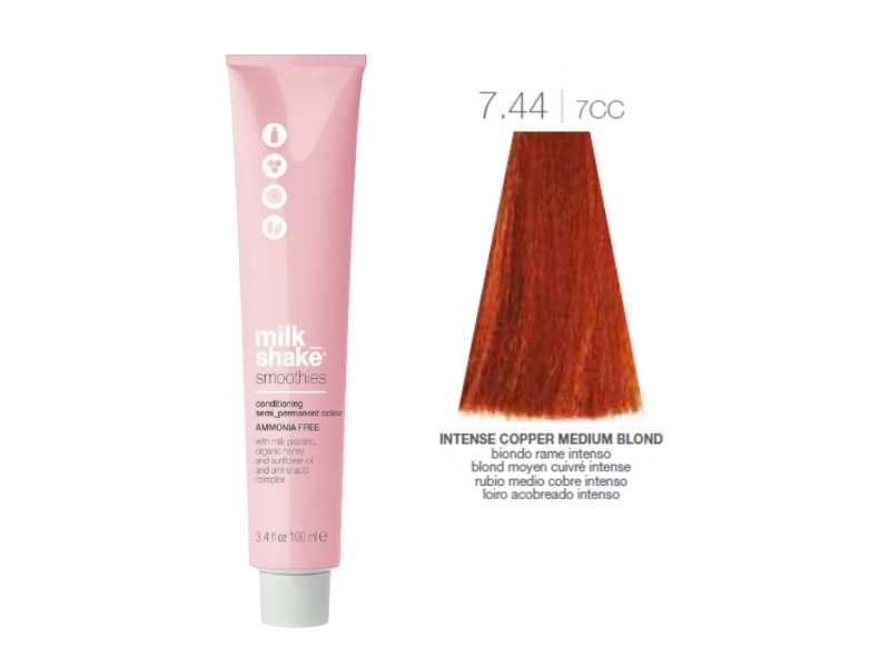 Milk Shake Milk Shake, Smoothies, Ammonia-Free, Semi-Permanent Hair Dye, 7.447CC Intense Copper Medium Blond, 100 ml For Women | Hårvårdsmärken - K-P - Mjölkshake | GameStuff
