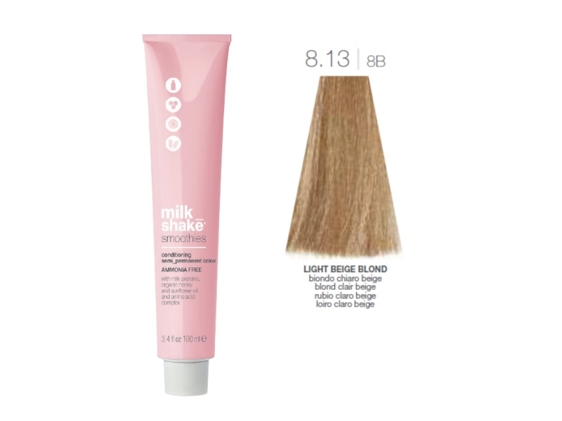 Vopsea semi-permanenta Milk Shake Smoothies 8.138AG, Blond Deschis Bej, 100ml