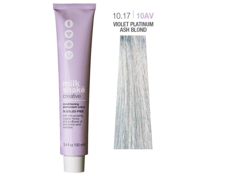 Vopsea permanentti Maitopirtelö Creative 10.1710AV, Blond Platinat Violet Cenusiu, 100ml