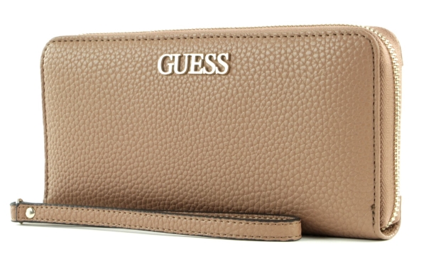 Guess Alby, læderpung med lynlås SLG Large Zip, beige