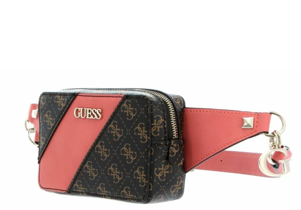 Guess Camy tekstil fanny pack 4G-logo Coral/Brown til kvinder