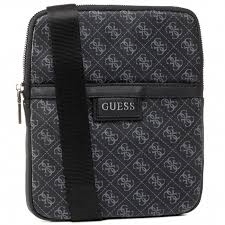 Guess Dan Flat Top Zip Textil-Umhängetasche, Schwarz (Für Herren)
