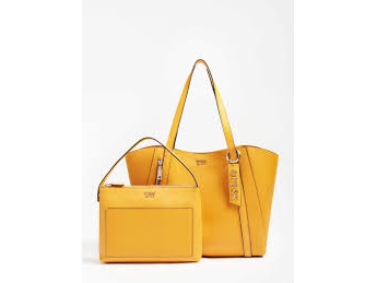 Guess Guess, Naya, Synthetic Leather, Handbag, Tote, Yellow, (Vg) Hwvg78 81230, 34/42 X 29 X 11 Cm For Women