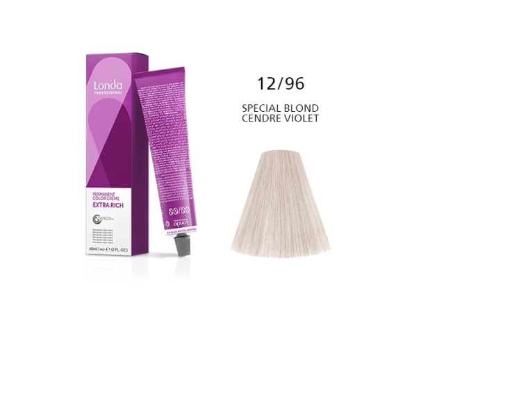 Londa Professional Permanent Color Extra Rich Creme Permanent Cream Hair Color 1296 Special Blond Cendre Violet