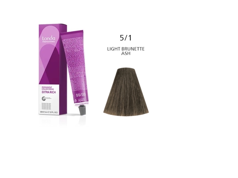 Londa Professional Permanent Color Extra Rich Creme Permanent Cream Hair Color 51 Light Brunette Ash