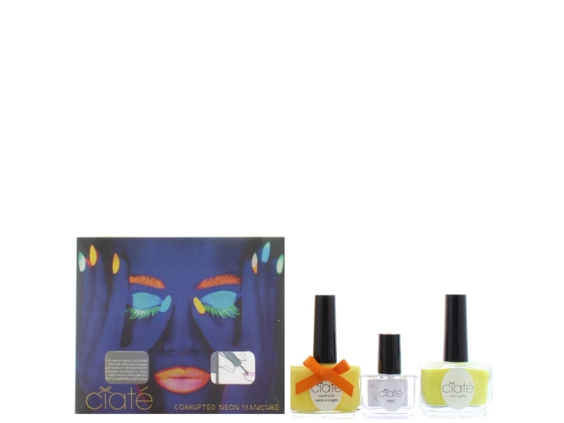Set Ciate: Paint Pot, Top Coat, Nail Polish, Black Light, 5 Ml + Paint Pot, Nail Polish, Neon Glitter, 10 G + Paint Pot, Nail Polish, Neon Orange, 13