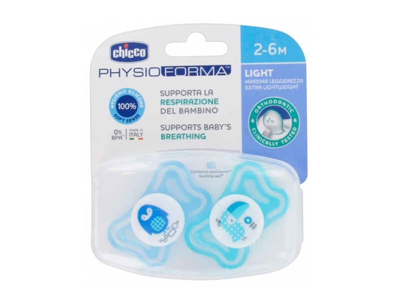 Se Chicco 710312-Pacifier Physio Light 2-6M Sil A 2 Pcs hos Computersalg.dk