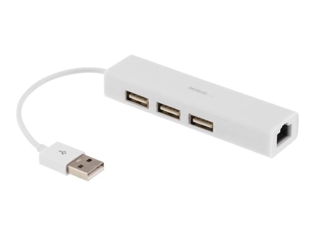 Deltaco Usb2-Lan3 - Netzwerkadapter - Usb 2.0 - 10/100 Ethernet X 1 + Usb 2.0 X 3 - Weiß