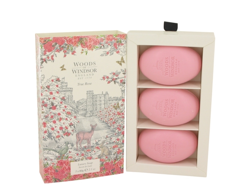 Woods of Windsor True Rose plejende massagesæbe 3x60 g