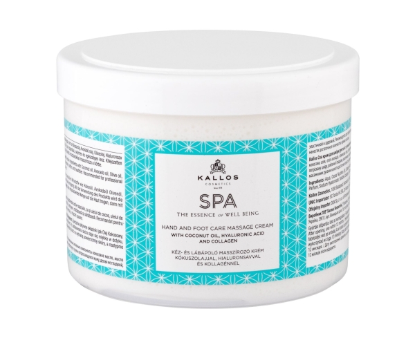 Kallos Spa Hand And Foot Care Massage Cream With Coconut Oil, Hyaluronic Acid & Collagen - 500Ml