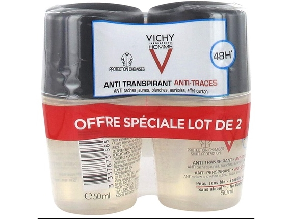 Vichy Homme 48H Antiperspirant Balls For Men 2 X 50 Ml