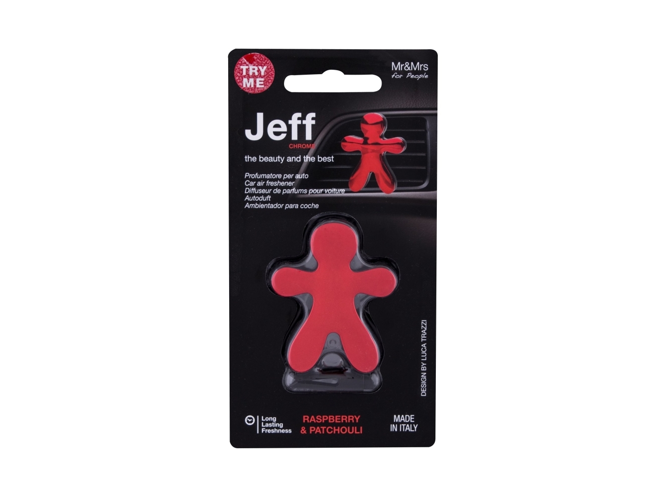 Mr&Mrs Fragrance Jeff Chrome Car Air Freshener Raspberry & Patchouli