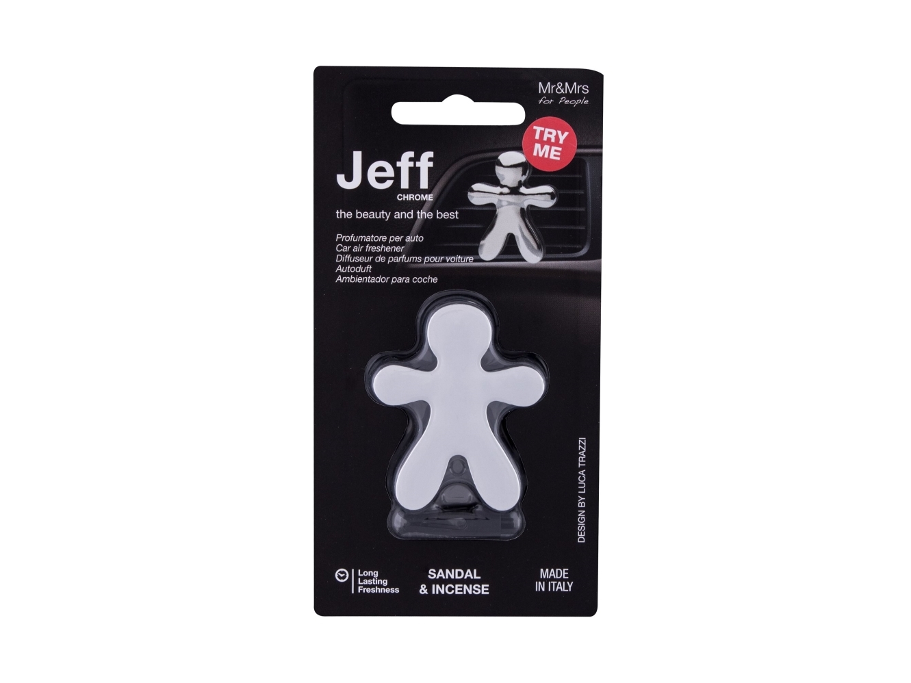 Mr & Mrs Jeff Scent For Car, Chrome Silver, Sandal And Incense