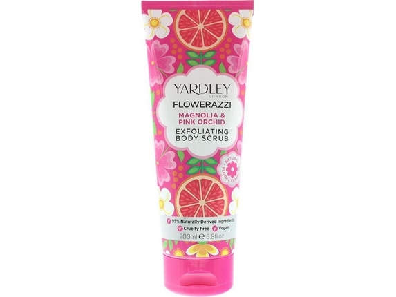 Yardley Flowerazzi Magnolia & Pink Orchid exfolierende body scrub 200 ml