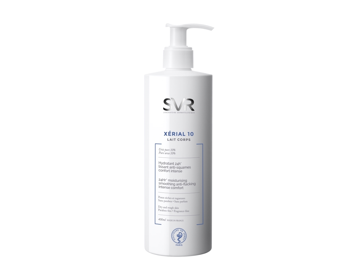 SVR XERIAL10 Rich Body Lotion 10% Pure Urea Panthenol and Shea Butter 48hr Moisturiser for Flaky Scaly Ashy Extremely Dry Psoriasis-Prone Skin 400ml