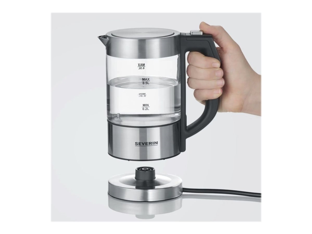 SEVERIN Elkedel WK 3458 - brushed stainless steel/glass - Børstet rustfrit stål/glas - 1100 W