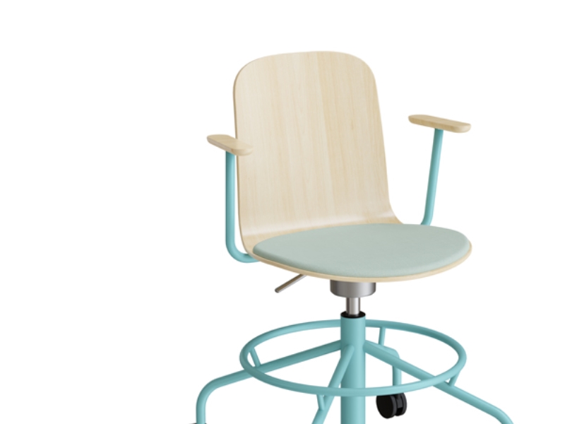 Stol ADD 5903, Fotstöd och hjul, Vitpigmenterad eklaminat, Sits med turkos textil, Turkos ram | Möbler - Stolar & Stolmattor - Matsalstolar | GameStuff