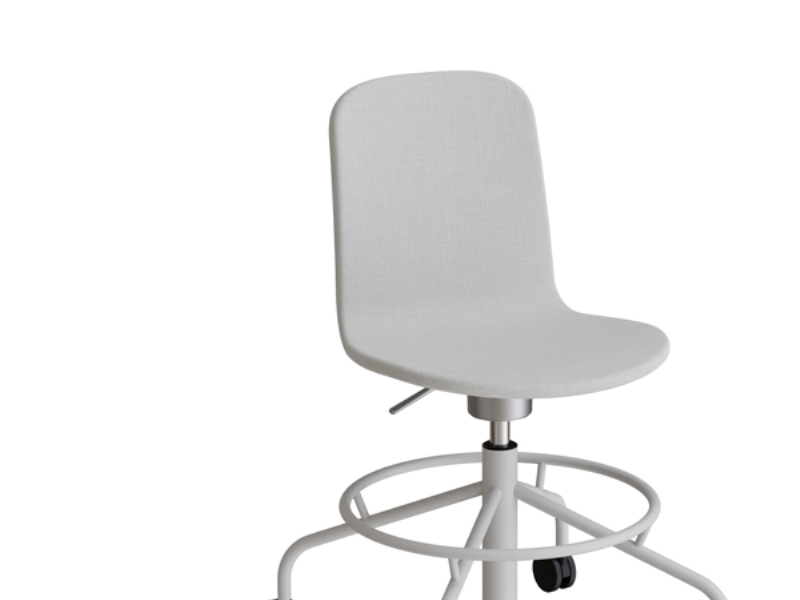 Stol ADD 5903, Fodkryds og hjul, Helbetrukket beige tekstil, Hvidt stel