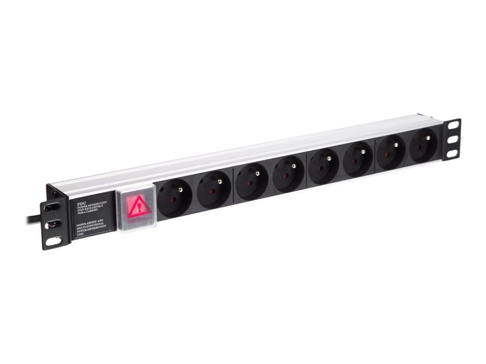 Netrack - Strømfordelingsenhed (rackversion) - AC 230 V - input: strøm - output-stikforbindelser: 8 (8 x Type E) - 1U - 19 - 1.8 m ledning - sort