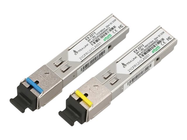 Extralink - Sfp (Mini-Gbic) Transceiver Modul - 1Gbe, Sonet - Wdm - Sc Enkelttilstand - Op Til 20 Km - Oc-24 Lr-1 - 1310 Nm / 1550 Nm (Pakke Med 2)