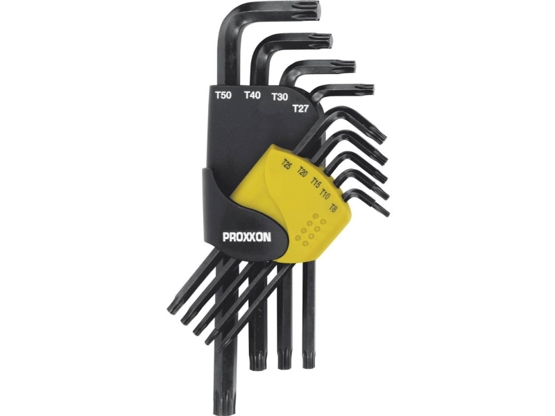 Proxxon Industrial Indvendig Sekskant (Tx) Vinkelskruetrækker-Sæt T 8, T 10, T 15, T 20, T 25, T 27, T 30, T 40, T 50 9 Dele