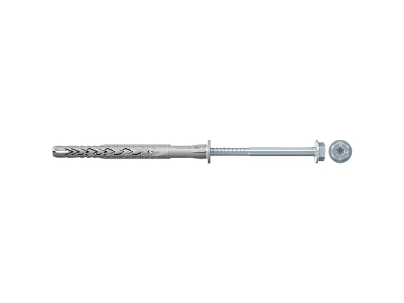 Fischer 522724, Skrue Og Vægstiksæt, Autoklaveret Gasbeton, Mursten, Beton, Gipsblok, Murerarbejde, Plast, Zinkbelagt Stål, Torx, Tx40