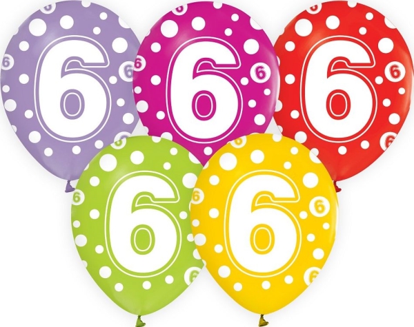Godan Zahlenballons: 6, 12"/ 5 Stk. Godan