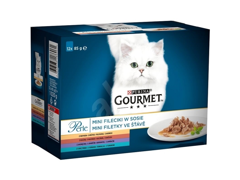 Purina PURINA Gourmet Perle Ankka, kalkkuna, lammas, tonnikala - kissan märkäruoka - 12x85 g