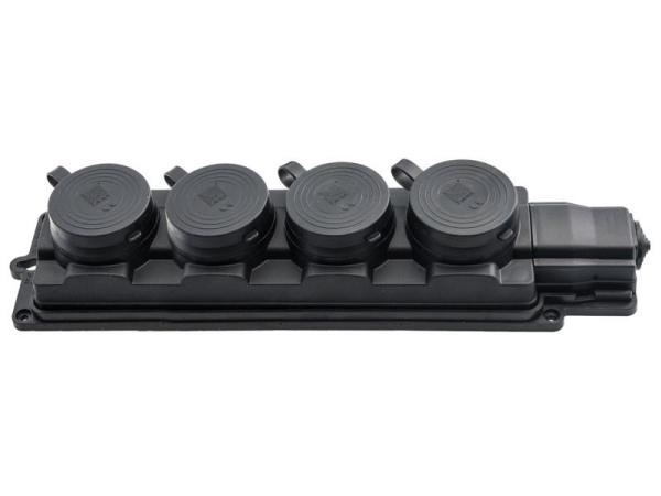 Pawbol 4Xsockets Rubber Strip. Black Ip44