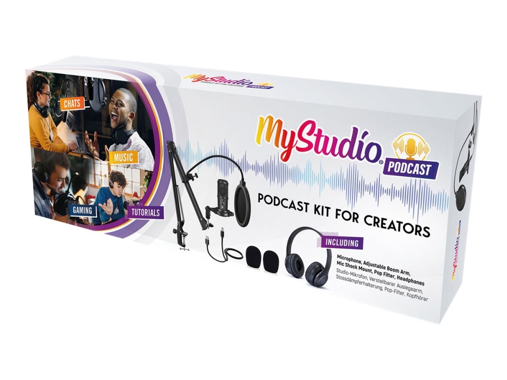 Easypix Mystudio - Podcast Kit Hovedtelefon Og Mikrofonsæt