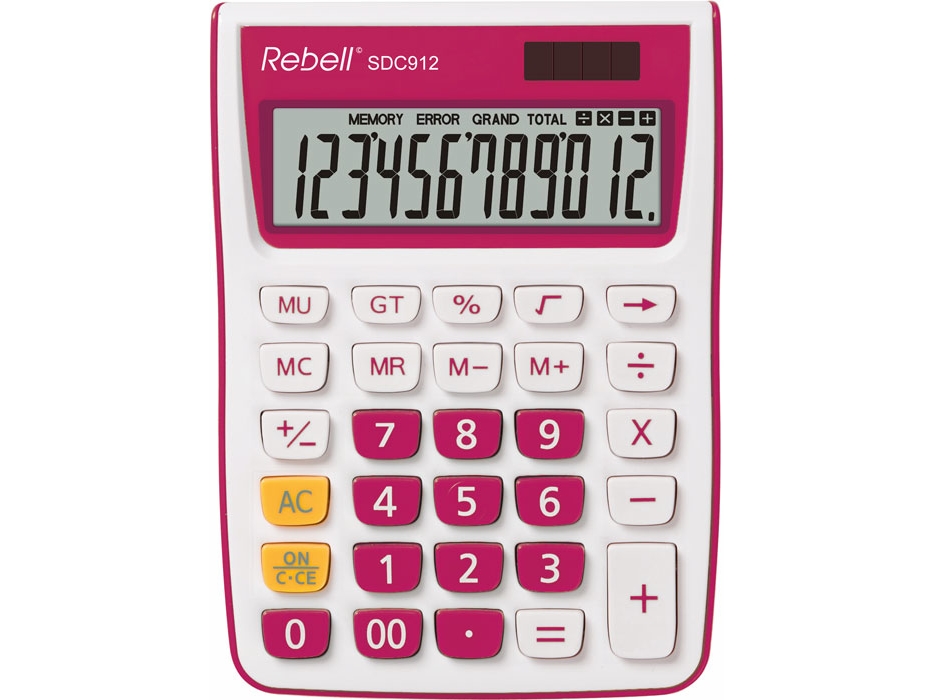Rebell Sdc912 - Desktop - Basic - 12 Digits - 1 Lines - Baterija/Solar - Rožine