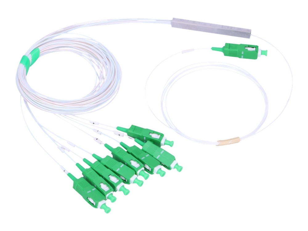 Extralink Verteiler 1:8 Plc Sc/Apc 900Um, 1M, Kabelsplitter, Weiß, Polyvinylchlorid (Pvc), Stecker, 1 Stück(E)